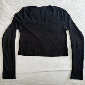 Black Ribbed Long Sleeve Top
